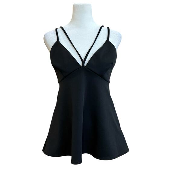 Express Babydoll Top Women Small Black Straps Fairy Grunge Y2K Flowy Stretch New - Picture 1 of 8